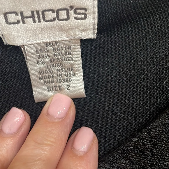 Chico’s Size 2, same as a 12/14, Black Lace Long Sleeve Top. - Picture 3 of 7